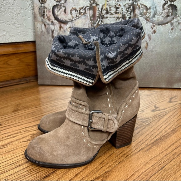 Splendid | Suede Buckle Tall Heeled Boots - Picture 6 of 12